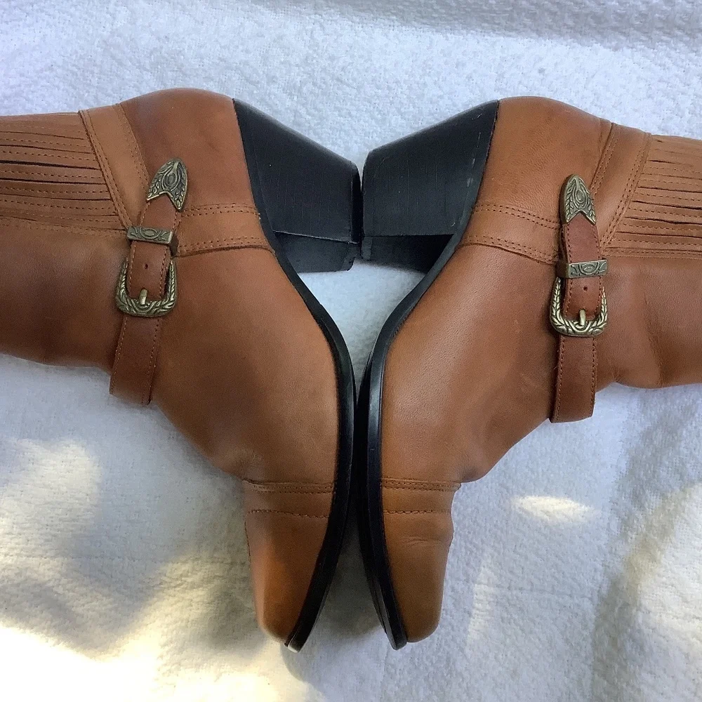 Dingo ankle‎ leather brown boot bootie cowgirl western